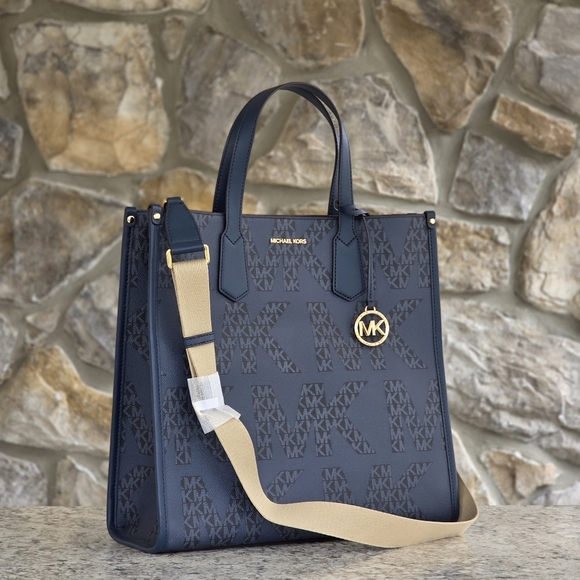 Michael Kors Handbags - Michael Kors Maple Logo Large Blue Tote